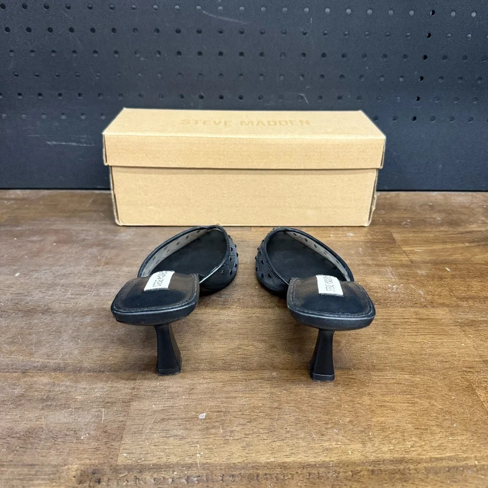 <Used W/ Box! Women's Steve Madden Mod Mesh Black Crystal Holiday Heels Size 7